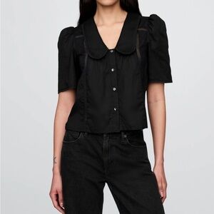 GAP Black Peter Pan Collar Cotton Blouse